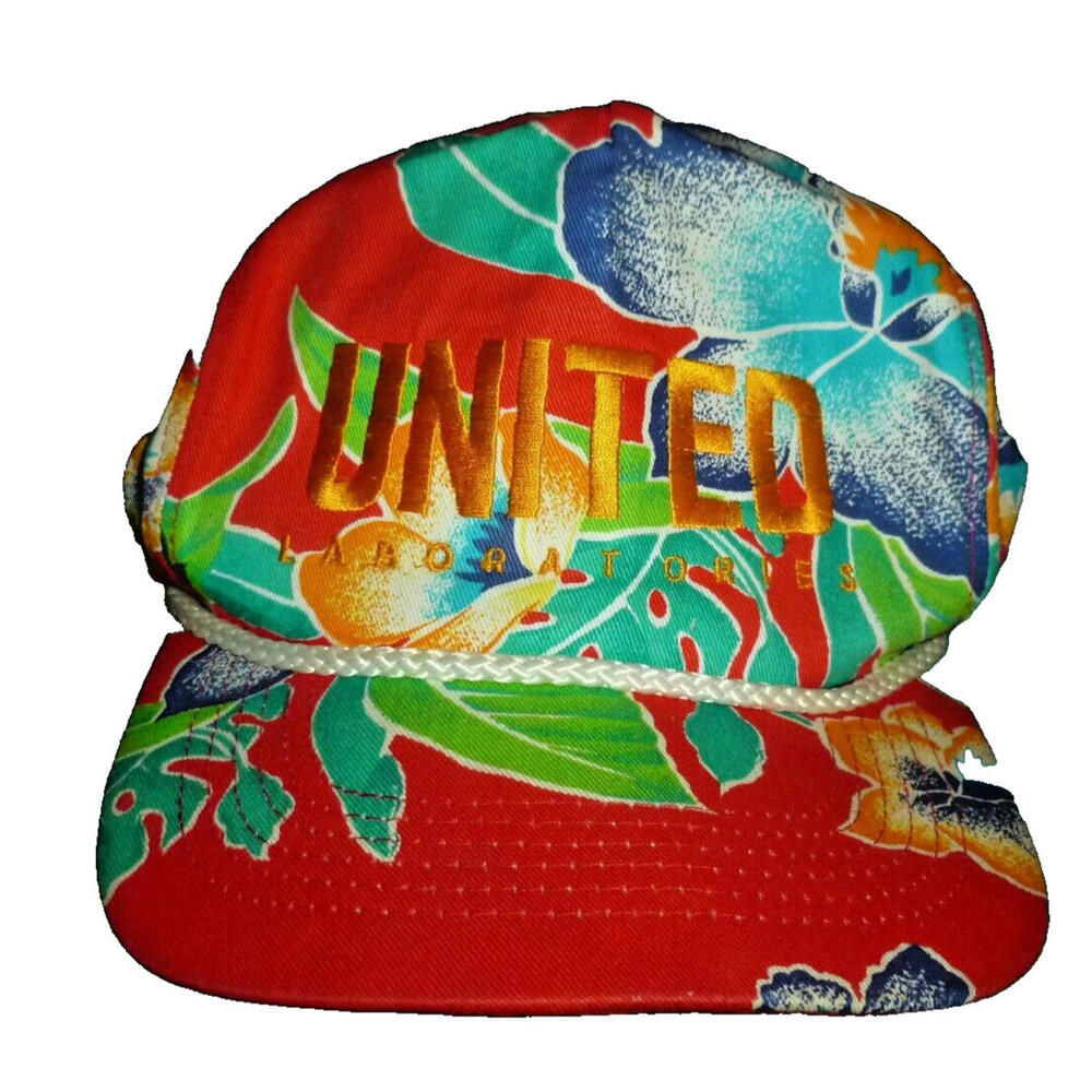 Vintage United Laboratories San Sun Rope Snapback Hat  Hawaiian Floral OS‎